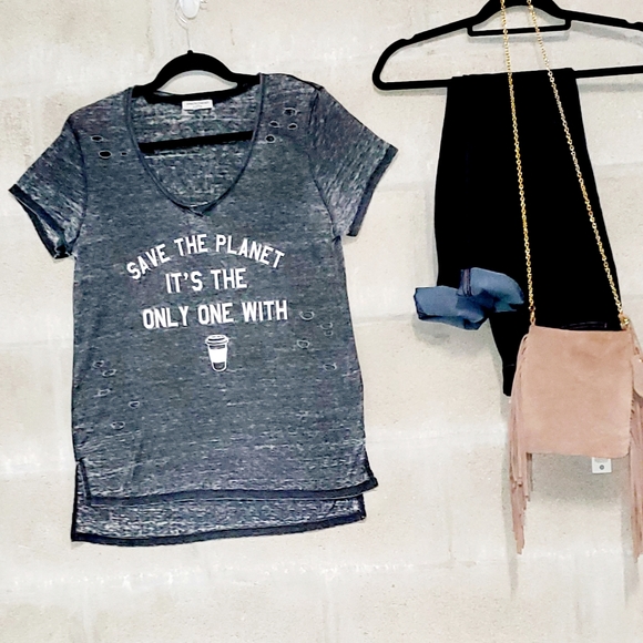 Grayson Threads Tops - SAVE THE PLANET ITS THE ONLY ONE WITH COFFEE SHIRT